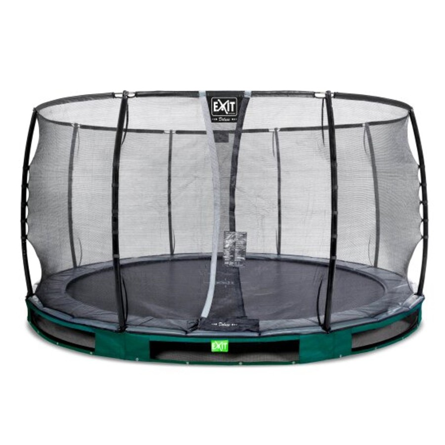 Trampolines EXIT Toys Ronde Trampolines | Exit Elegant Premium Inground Trampoline O427Cm Met Deluxe Veiligheidsnet - Groen