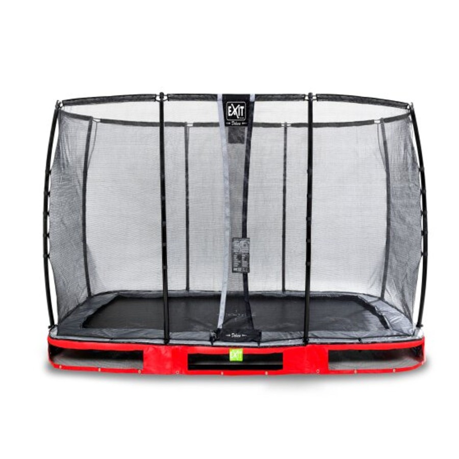 Trampolines EXIT Toys Rechthoekige Trampolines | Exit Elegant Premium Inground Trampoline 214X366Cm Met Deluxe Veiligheidsnet - Rood