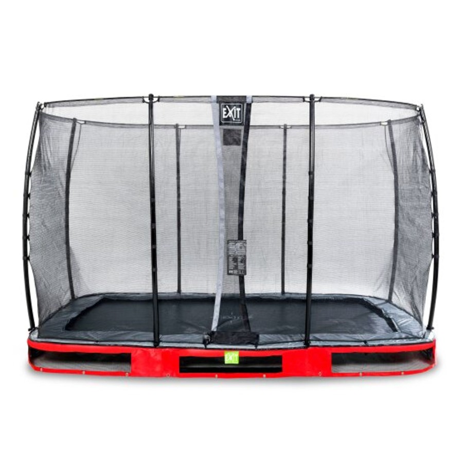 Trampolines EXIT Toys Rechthoekige Trampolines | Exit Elegant Inground Trampoline 244X427Cm Met Economy Veiligheidsnet - Rood