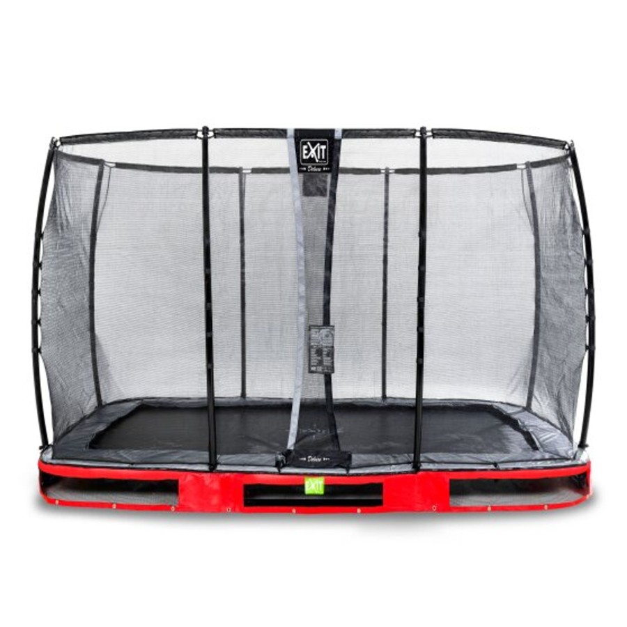 Trampolines EXIT Toys Rechthoekige Trampolines | Exit Elegant Premium Inground Trampoline 244X427Cm Met Deluxe Veiligheidsnet - Rood