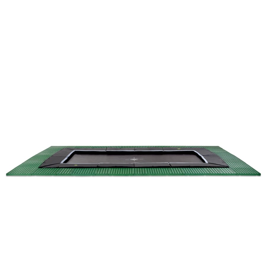 Trampolines EXIT Toys Rechthoekige Trampolines | Exit Dynamic Groundlevel Trampoline 305X519Cm Met Freezone Veiligheidstegels - Zwart