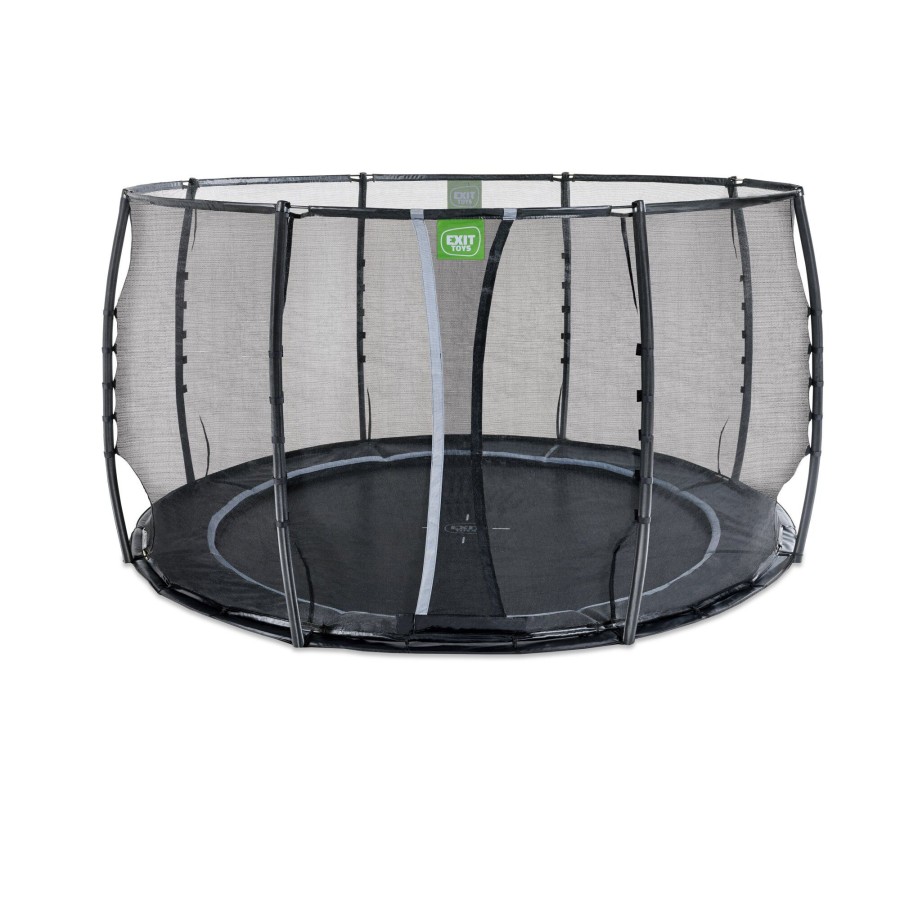 Trampolines EXIT Toys Ronde Trampolines | Exit Dynamic Groundlevel Trampoline O366Cm Met Veiligheidsnet - Zwart