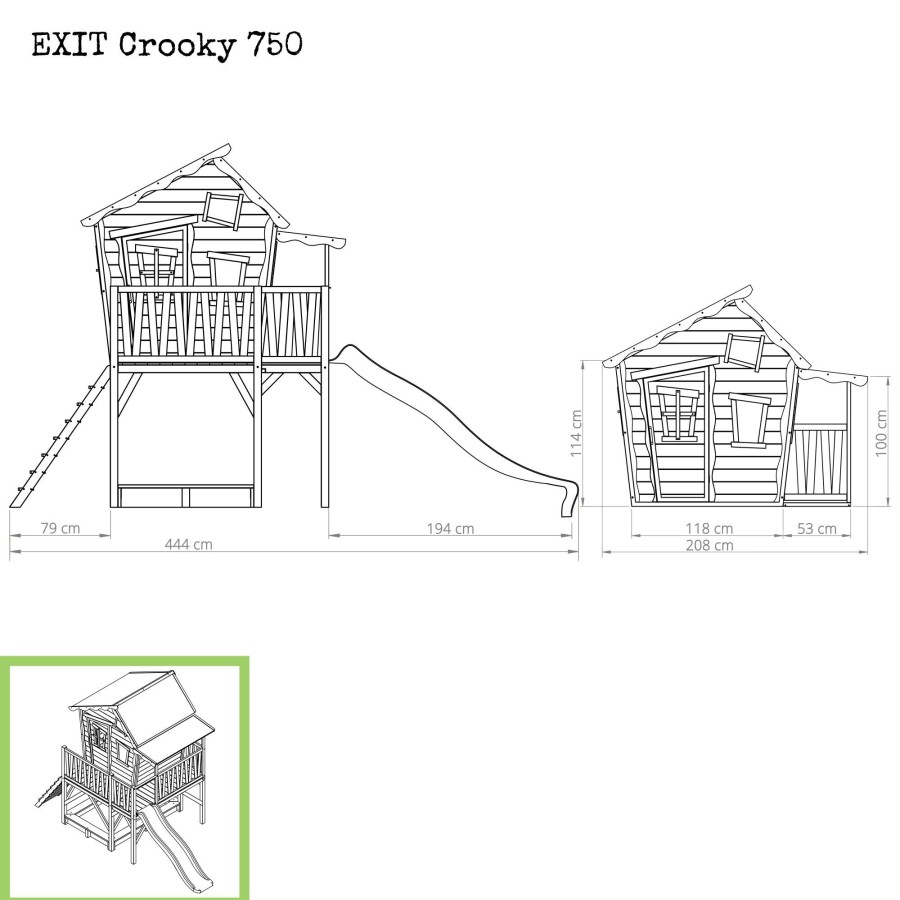 Speelhuizen & -Toestellen EXIT Toys Crooky Speelhuisjes | Exit Crooky 750 Houten Speelhuis - Grijsbeige