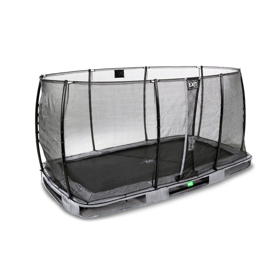 Trampolines EXIT Toys Rechthoekige Trampolines | Exit Elegant Inground Trampoline 214X366Cm Met Economy Veiligheidsnet - Grijs