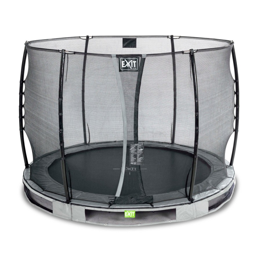 Trampolines EXIT Toys Ronde Trampolines | Exit Elegant Inground Trampoline O305Cm Met Economy Veiligheidsnet - Grijs